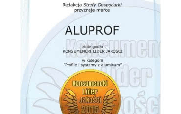 ALUPROF ze Złotym Konsumenckim Liderem Jakości 2015
